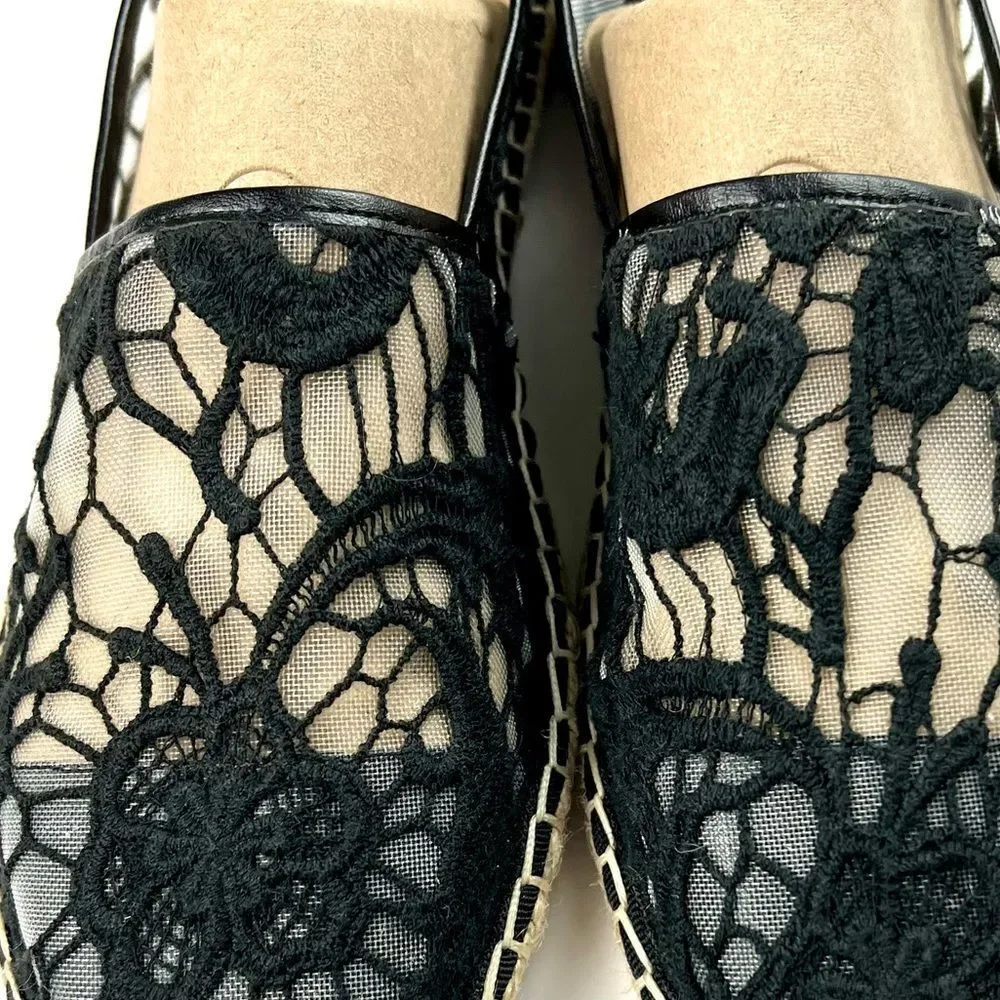 Rebecca Minkoff Jenny Black and Tan Espadrille Flats